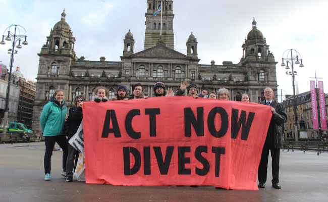 Activists outside Glasgow City Chambers 